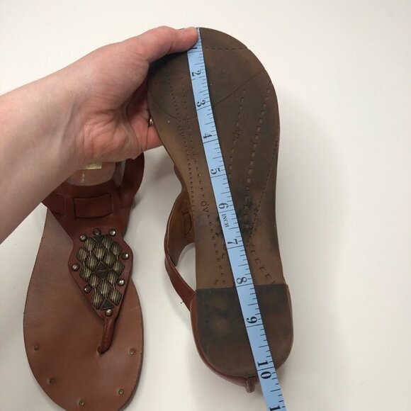 DV by Dolce Vita Draya Brown Geometric Studded Jewelled Roman Leather Sandals - Picture 16 of 16